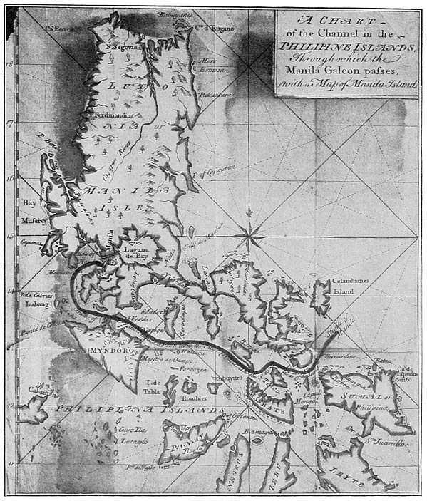 Chart of Philippines showing path of Manila galleon, from London Magazine (1763)
