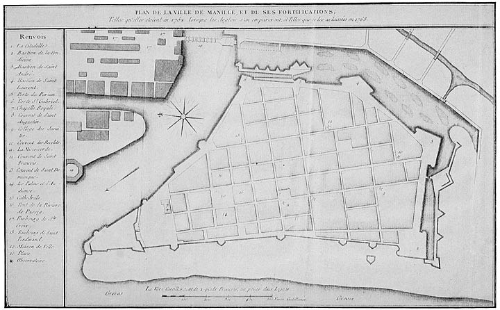 Plan of city of Manila and its fortifications, 1762, from Le Gentil’s Voyage (Paris, 1779–1781)