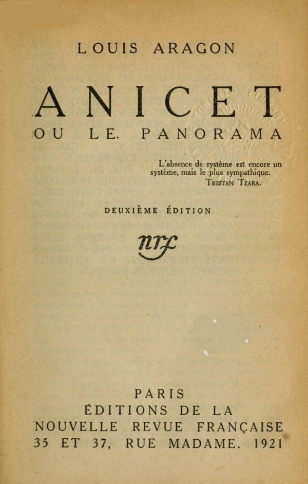The Project Gutenberg Ebook Of Anicet Ou Le Panorama By Louis Aragon
