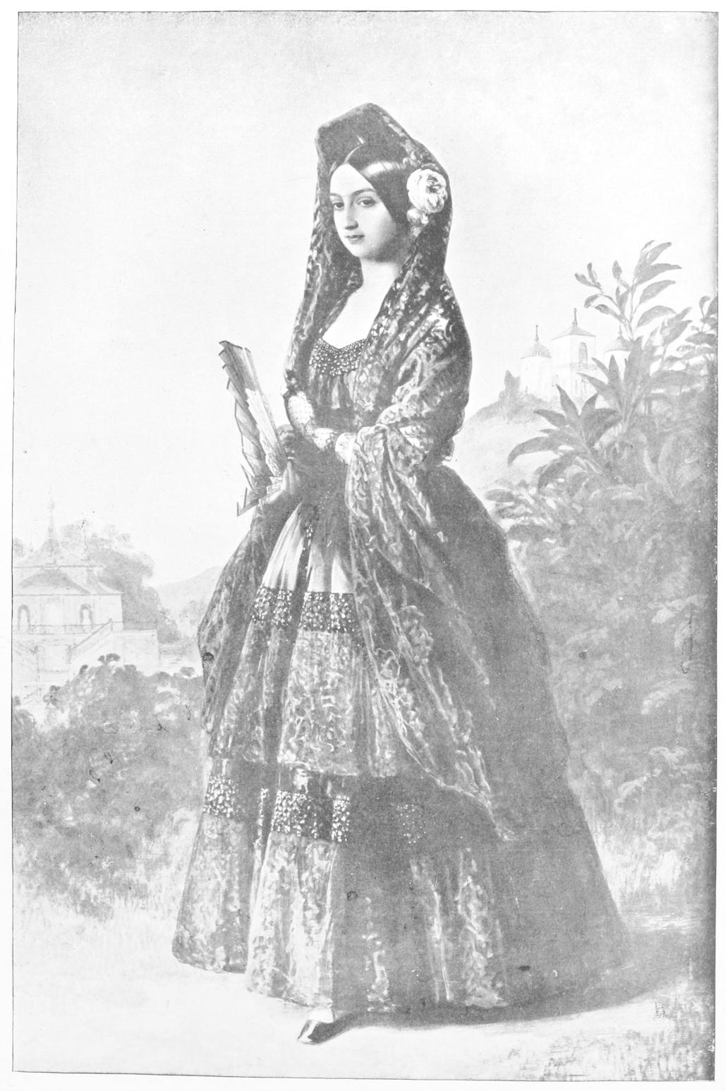 A Lady, Called Mrs Graves, Gazing To Her Left, Wearing Blue Dress With  Frilled White Fichu