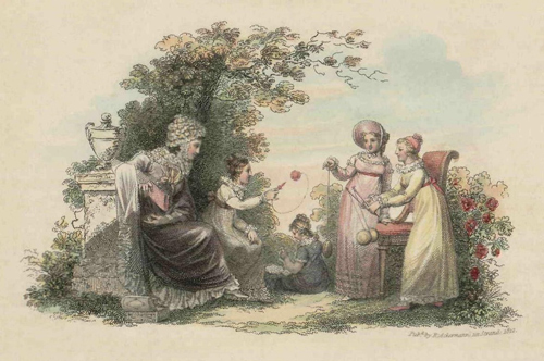 Illustration: Girls playing Emigrant and with balls