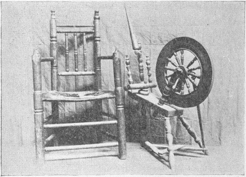 Chair and spinning wheel