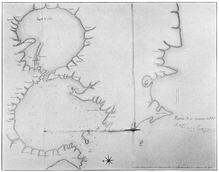 Map of Manila Bay, port of Cavite, and lake of Bay, showing depths of various parts of the bay, drawn by the engineer Feliciano Márquez, September 28, 1767