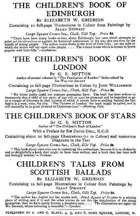 THE CHILDRENS BOOK OF EDINBURGH etc