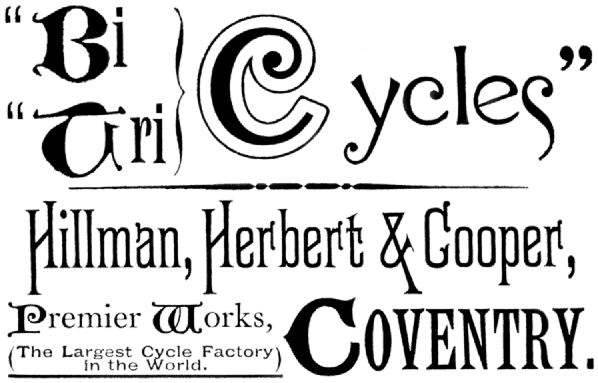 Bi- and Tri-Cycles. Hillman, Herbert and Cooper, Coventry
