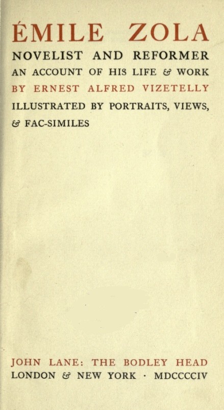 The Project Gutenberg eBook of Émile Zola, Novelist and Reformer, by Ernest  Alfred Vizetelly.