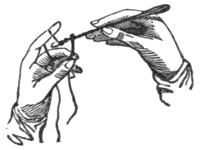 Illustration of hands crocheting