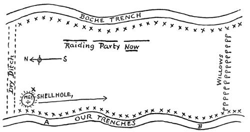 Map of the trenches showing position of the raiding party
