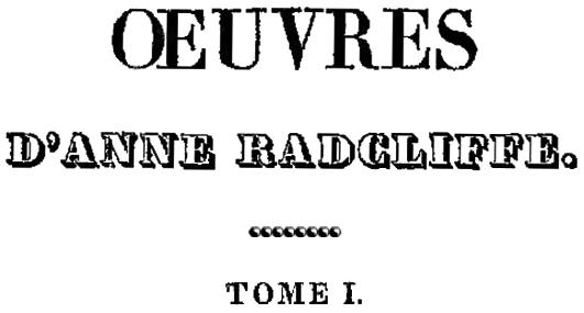 OEuvres d'Anne Radcliffe Tome I
