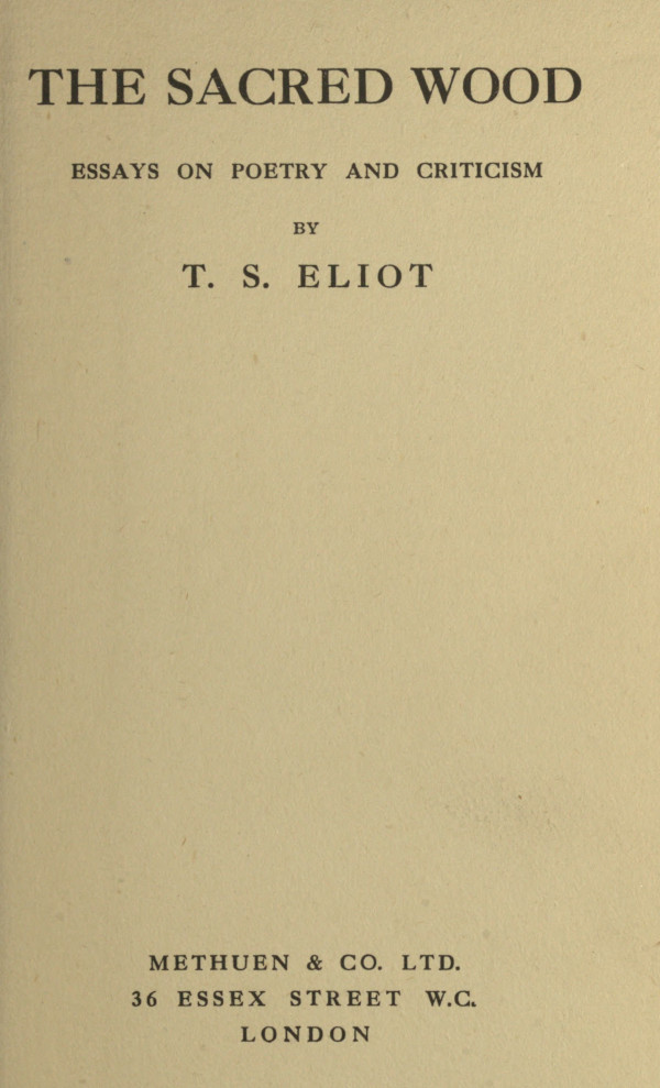 ts eliot book essay