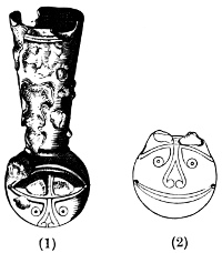 Fig. 50.—1. Sheath-mounting from a grave in Westray, Orkney. 2. Plan of its ornament.