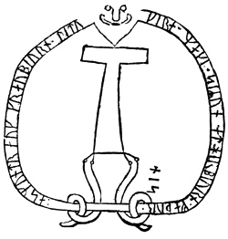 Fig. 81.—Runic Monument at Aby, with representation of Thor’s Head and Hammer.