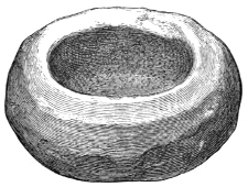 Fig. 214.—Cap of Sandstone from Broch of Okstrow (3½ inches in diameter).