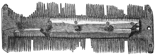 Fig. 236.—Double-edged Comb of Bone from Broch of Burrian (5½ inches in length).