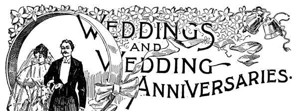 Weddings and
Wedding Anniversaries.
