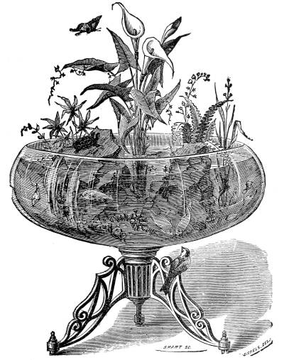 An elaborate glass planter.