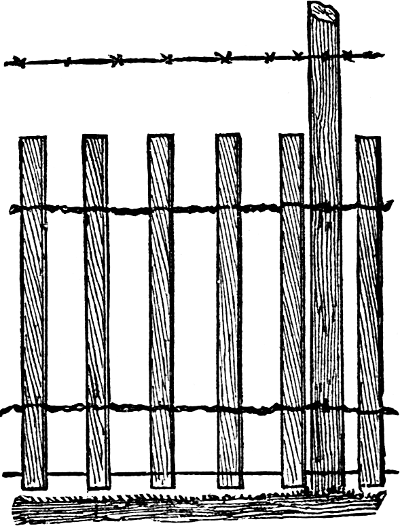 wire and slat fence