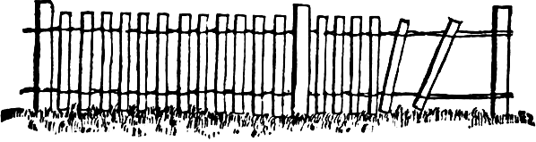 section of wire and picket fence