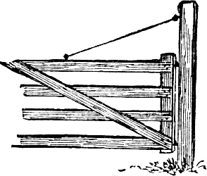 gate with an iron rod supporting it