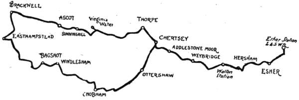 Map—BRACKNELL to Esher Station