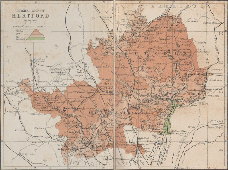 Physical Map of Hertford