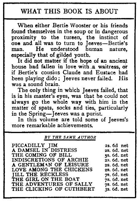 The Project Gutenberg eBook of The Inimitable Jeeves, by P. G. Wodehouse