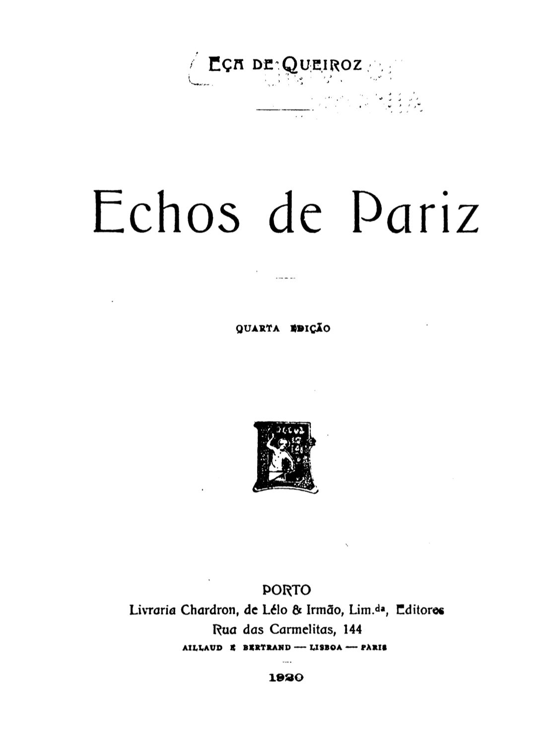 The Project Gutenberg eBook of Echos de Pariz, by Eça de Queiros.