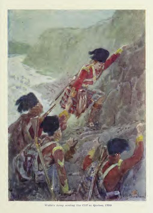 Wolfe's Army scaling the Cliff at Quebec.  1759