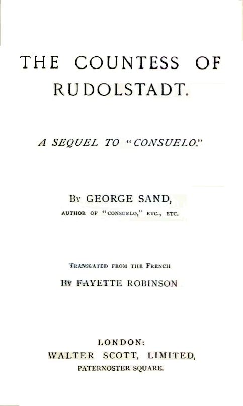 The Project Gutenberg Ebook Of The Countess Of Rudolstadt By George Sand