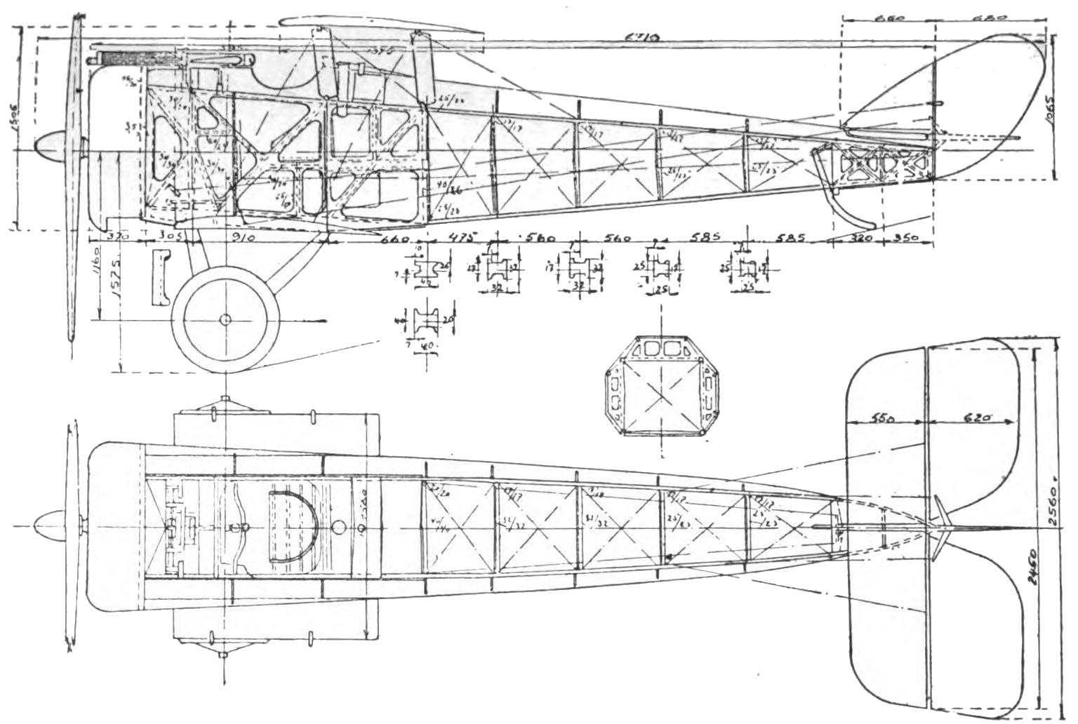 Fuselage Details of De Havilland V. Single Seat Chaser.
