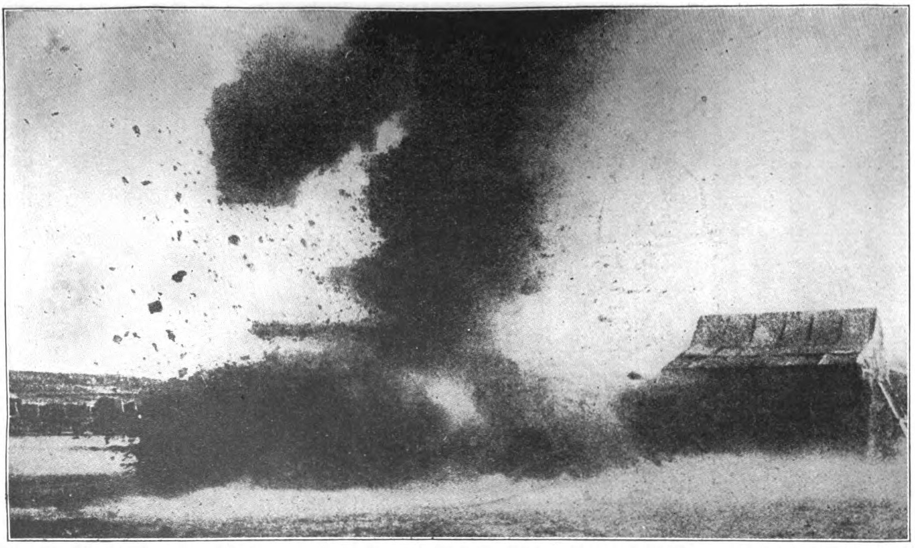 Fig. 10. Explosion of a German Aeroplane Bomb Near Mesopotamia. Courtesy of "*Flying*."