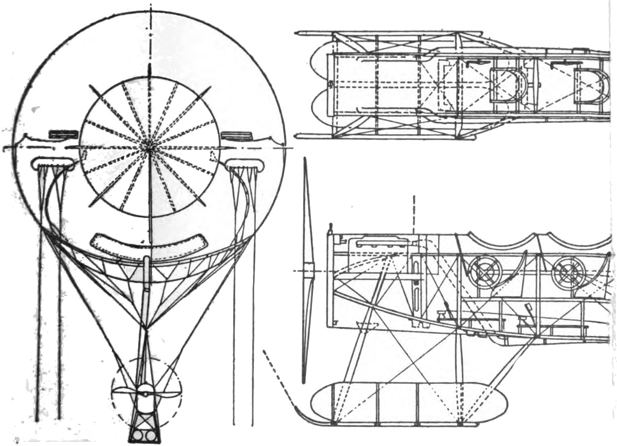 Dirigible diagram front and top views