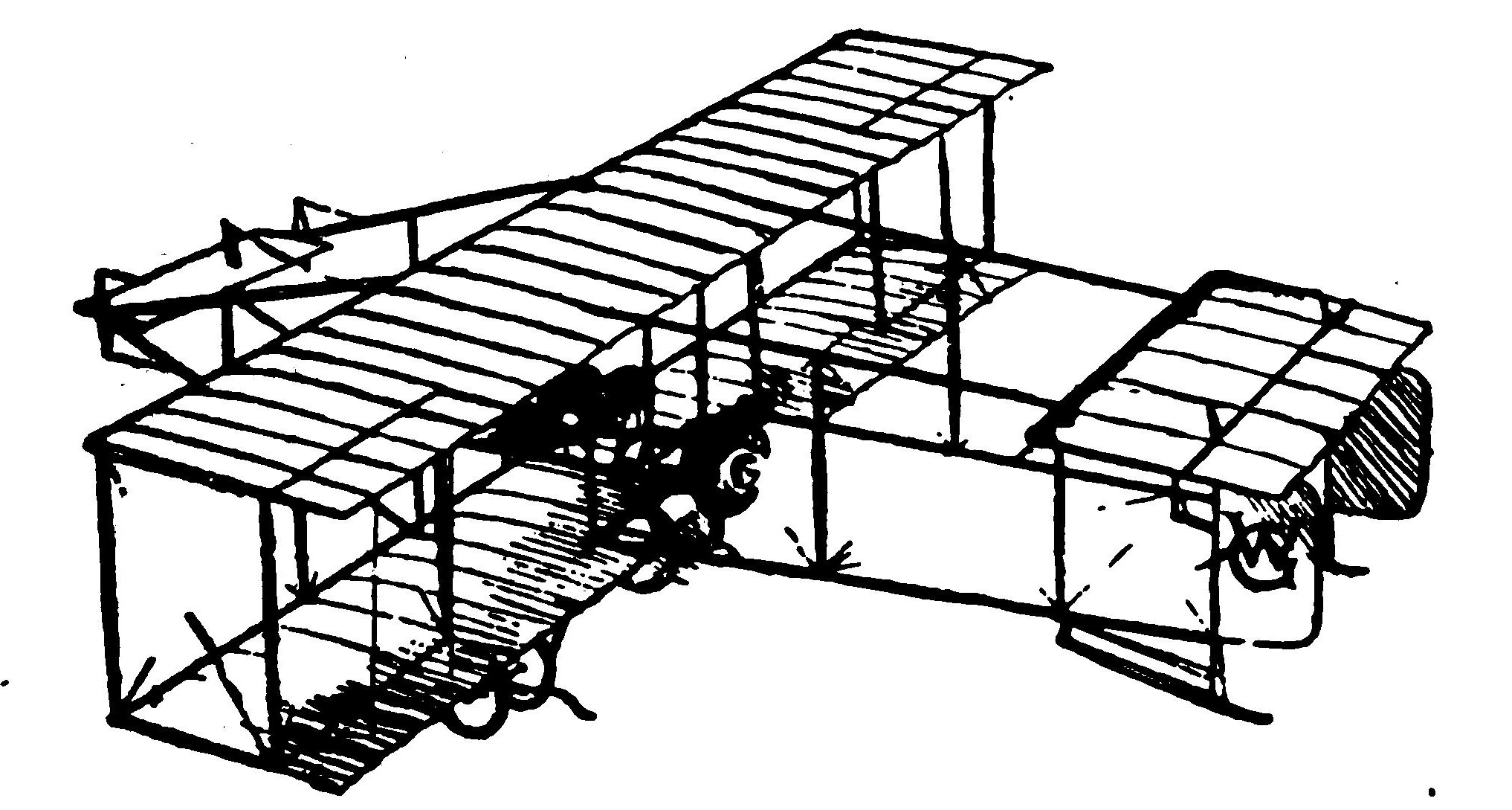 Fig. 6. Pusher Type Biplane in Which the Propeller Is Placed Behind the Wings.