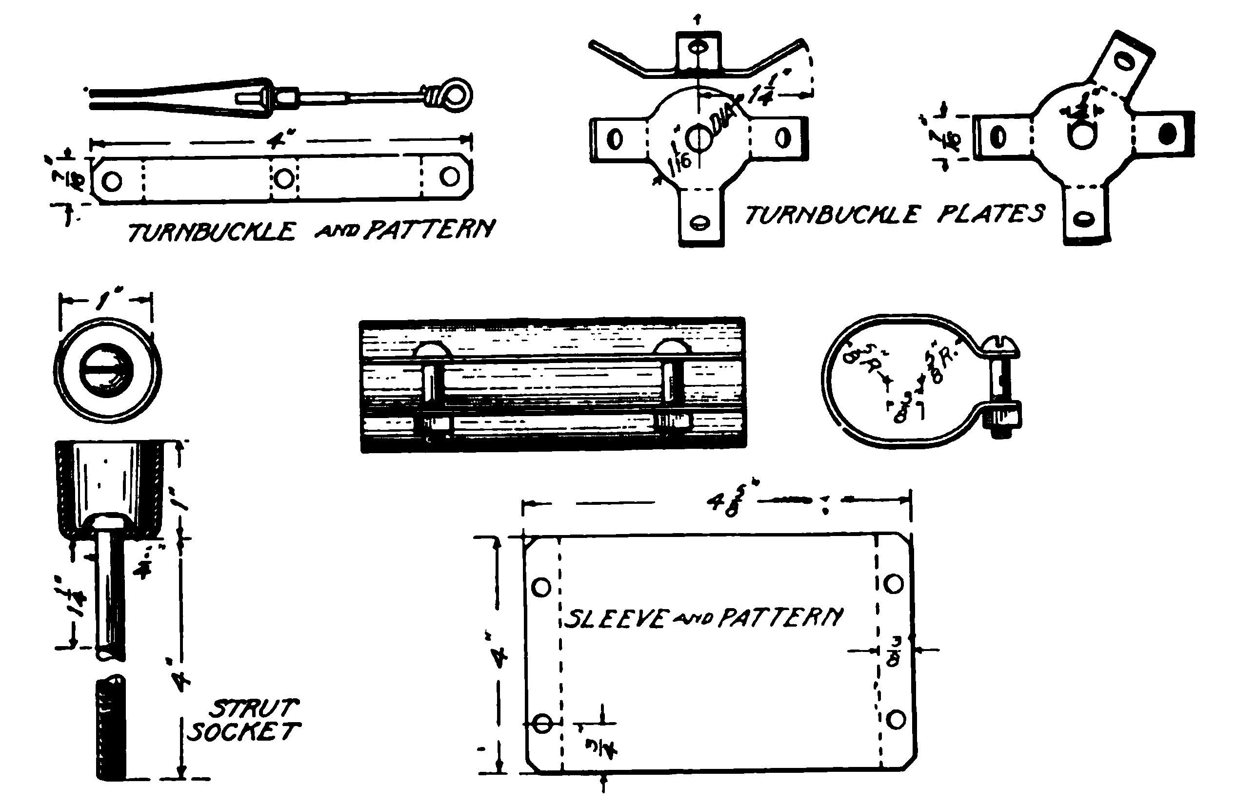 Fig. 16. Details of Metal Parts of Curtiss Biplane