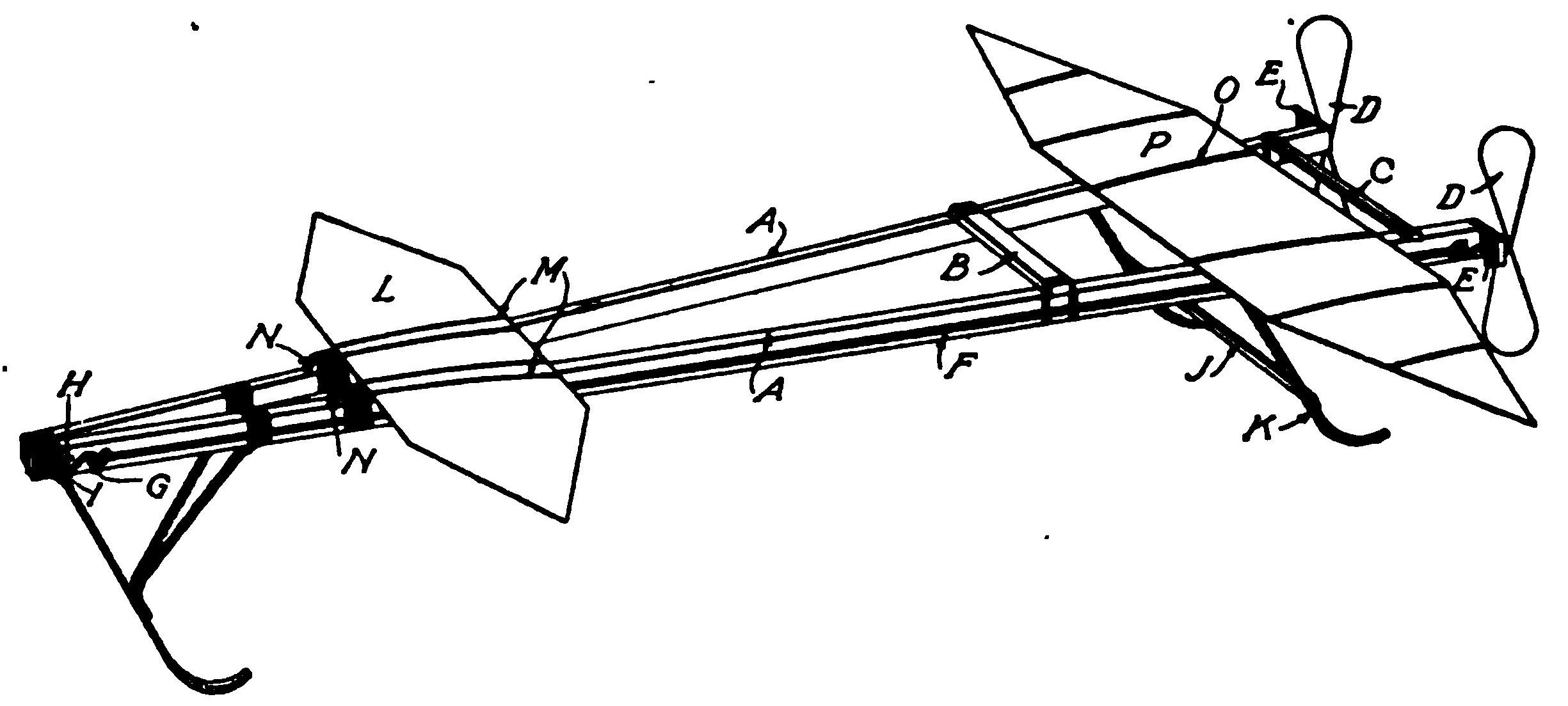 Fig. 1. Details of Main Frame of Rubber-Band Driven Aeroplane Model
