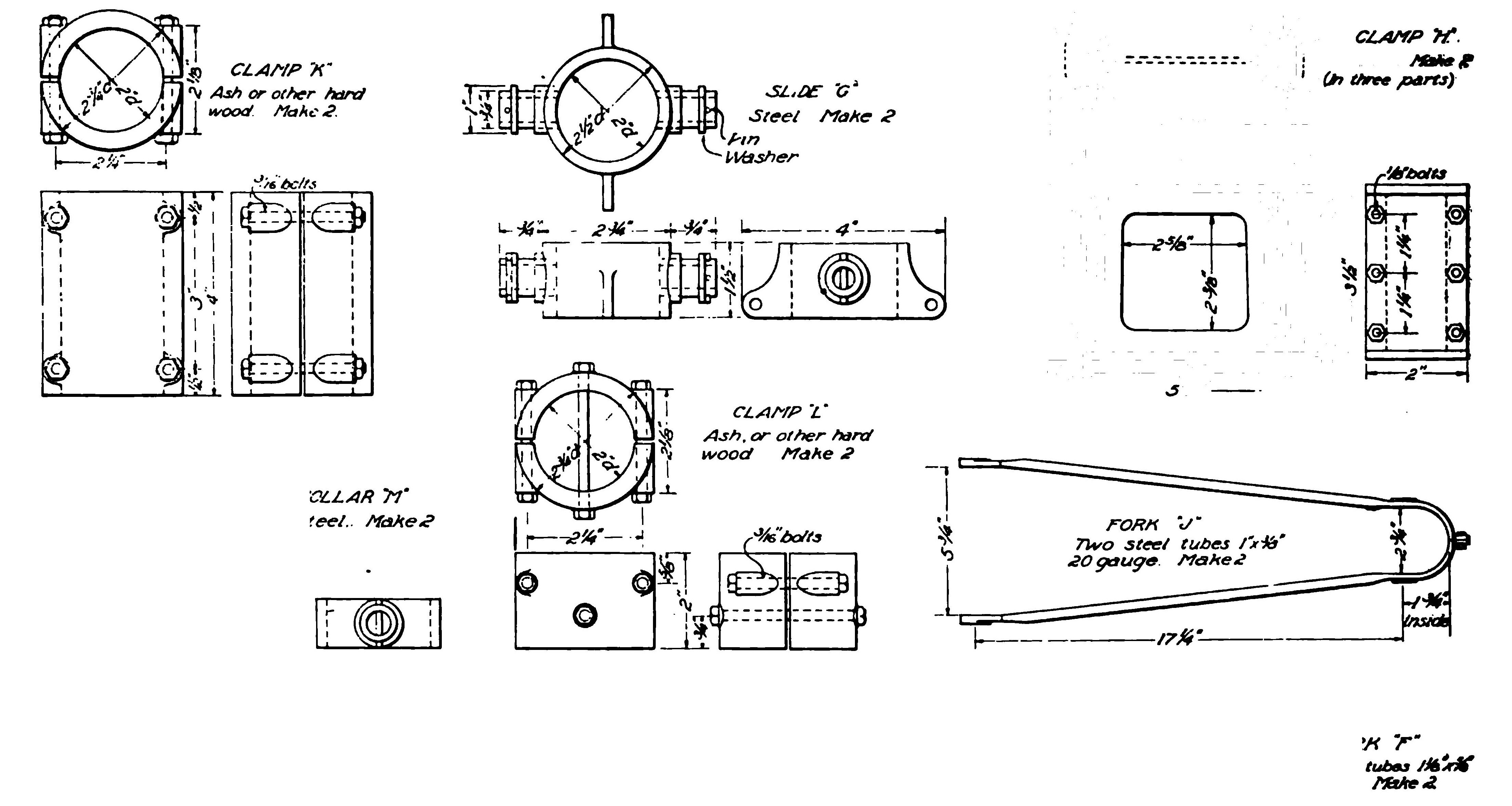 Fig. 28. Details of Various Fittings for Bleriot Monoplane