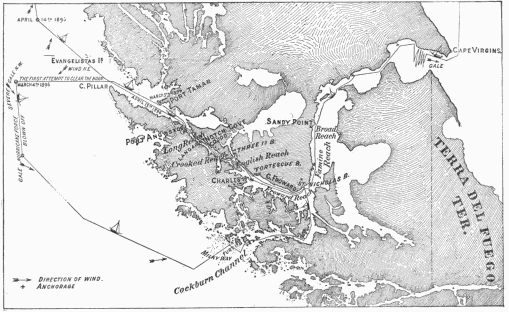 The course of the Spray through the Strait of
Magellan.