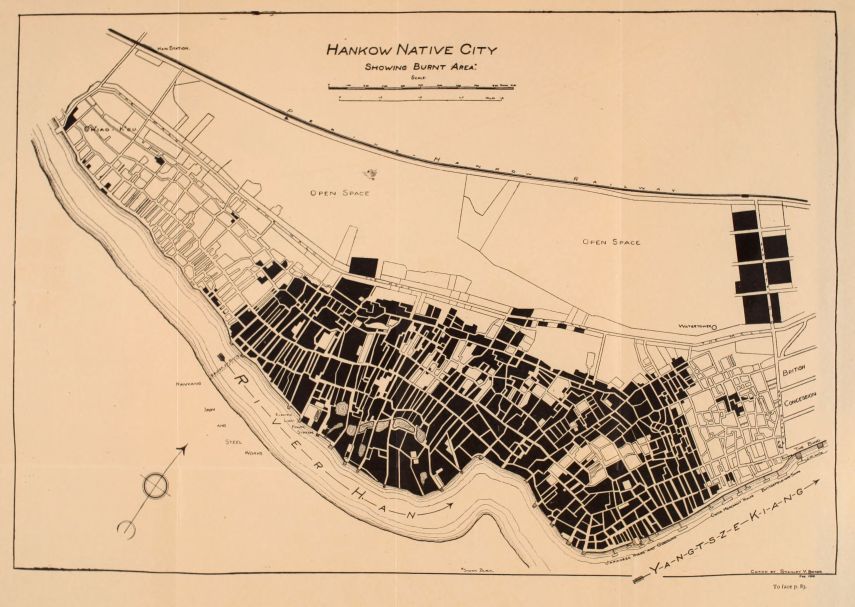Map of Hankow Native City Showing Burnt Area.
