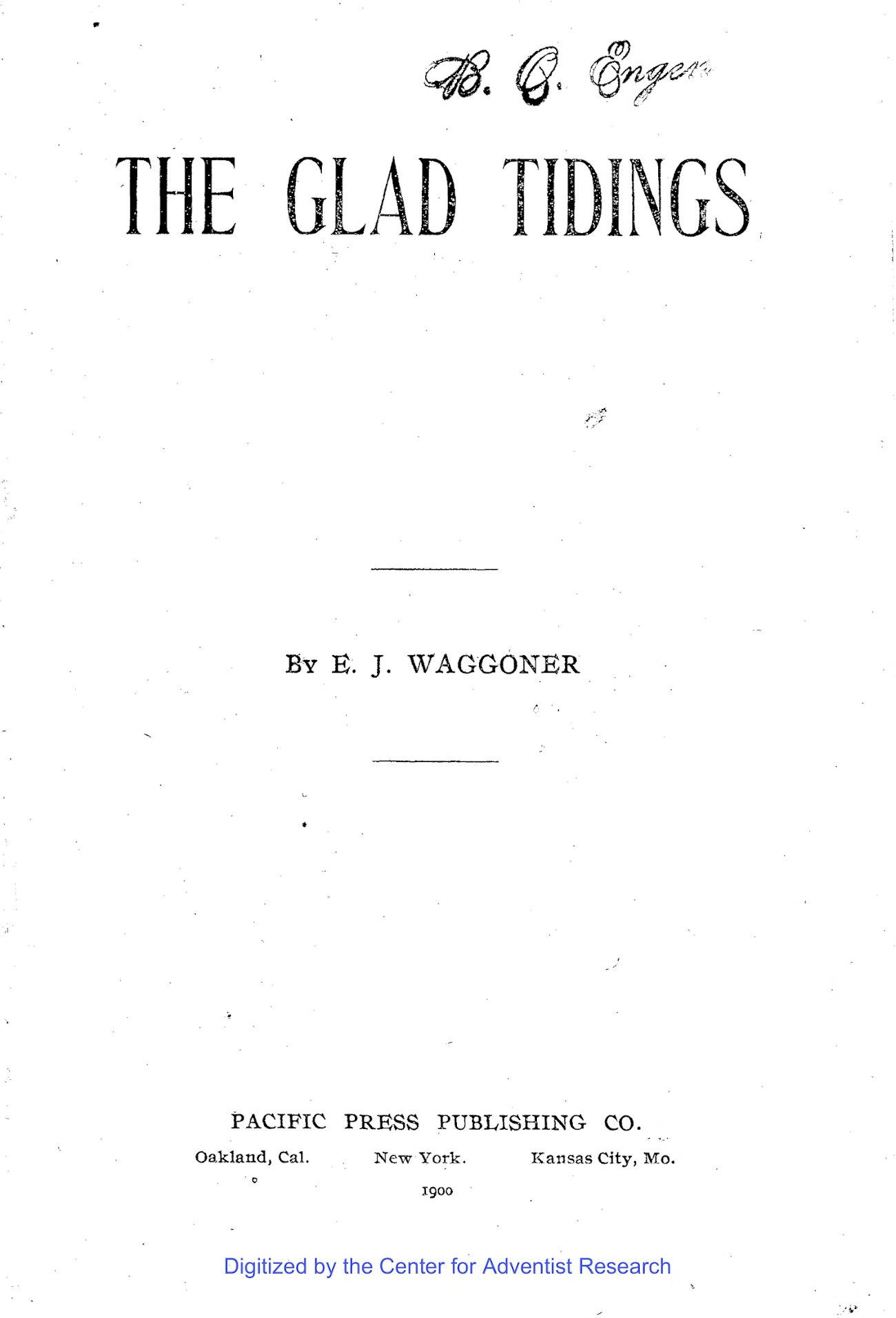 The Project Gutenberg eBook of The Glad Tidings, by Ellet J