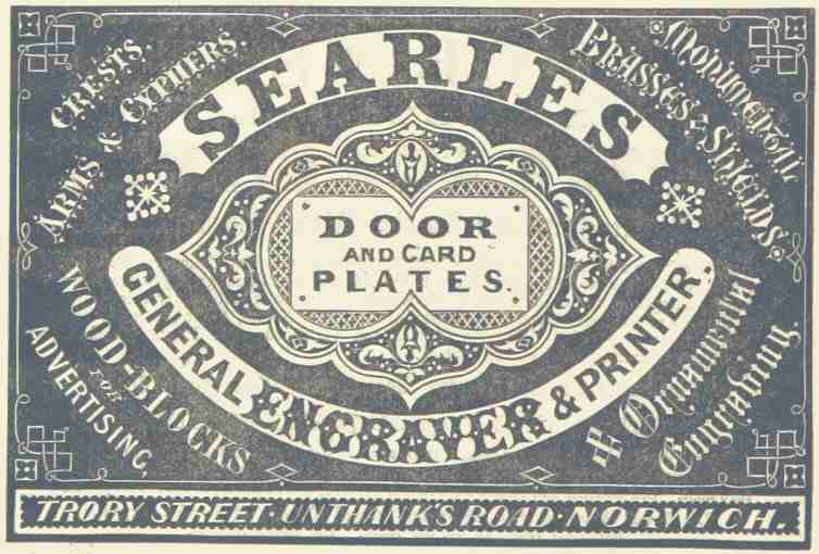 Searles door and card plates etc., Trory Street, Unthank’s
Road, Norwich