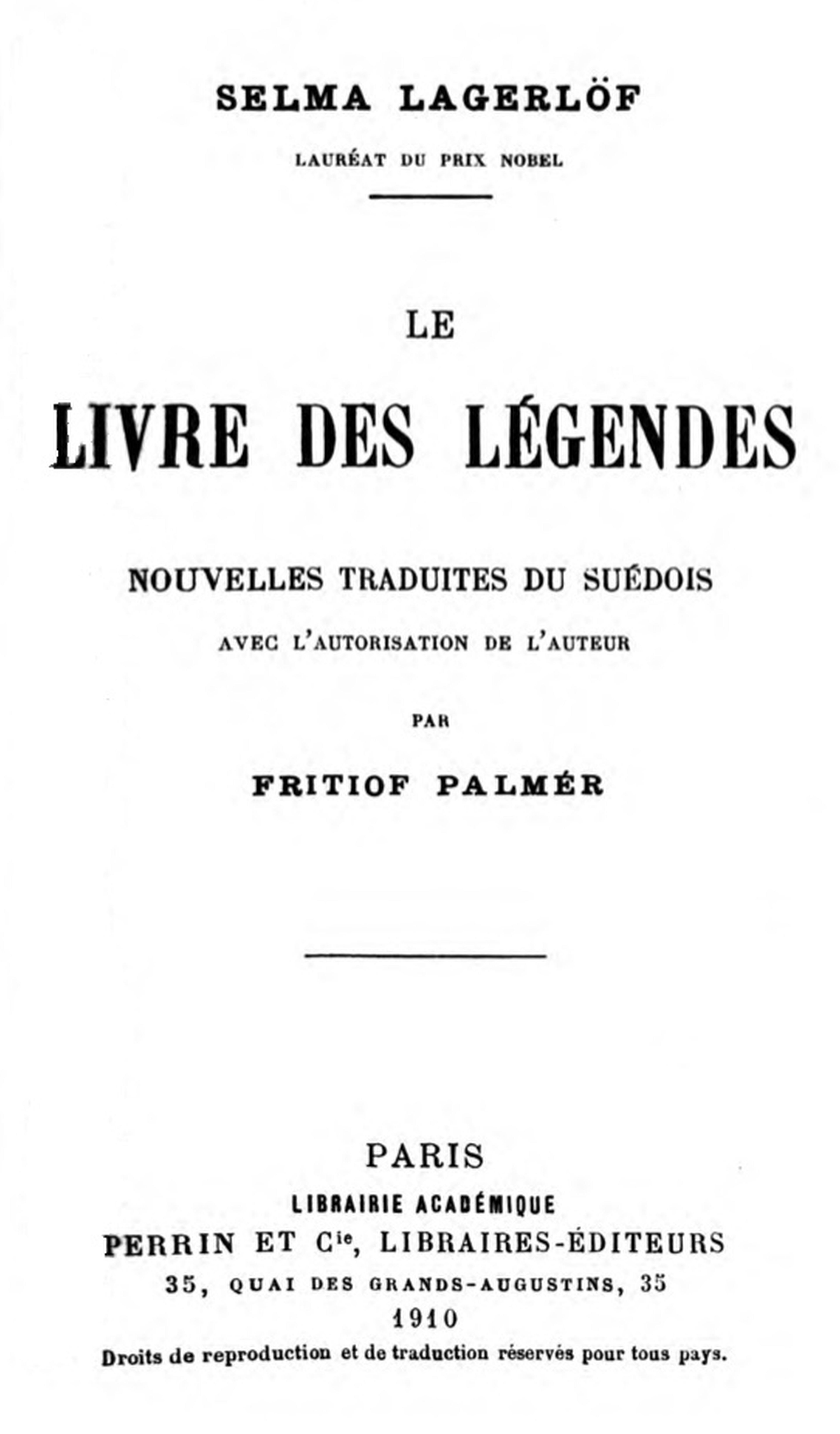 The Project Gutenberg eBook of Le Livre des Légendes, by Selma Lagerlöf.
