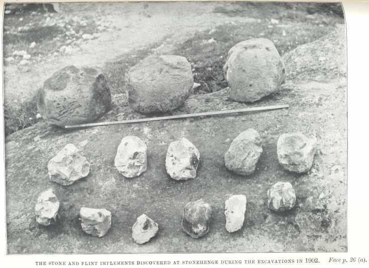 The stone and flint implements discovered at Stonehenge during
the excavations in 1902