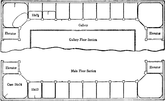 Plan of the main floor and gallery