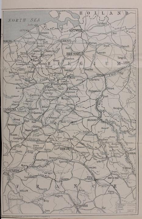 Map to illustrate the British Campaign in France and Flanders
