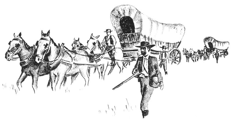 Pioneers and Conestoga wagon