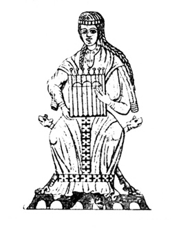 Illustration: Woman playing a Citole
