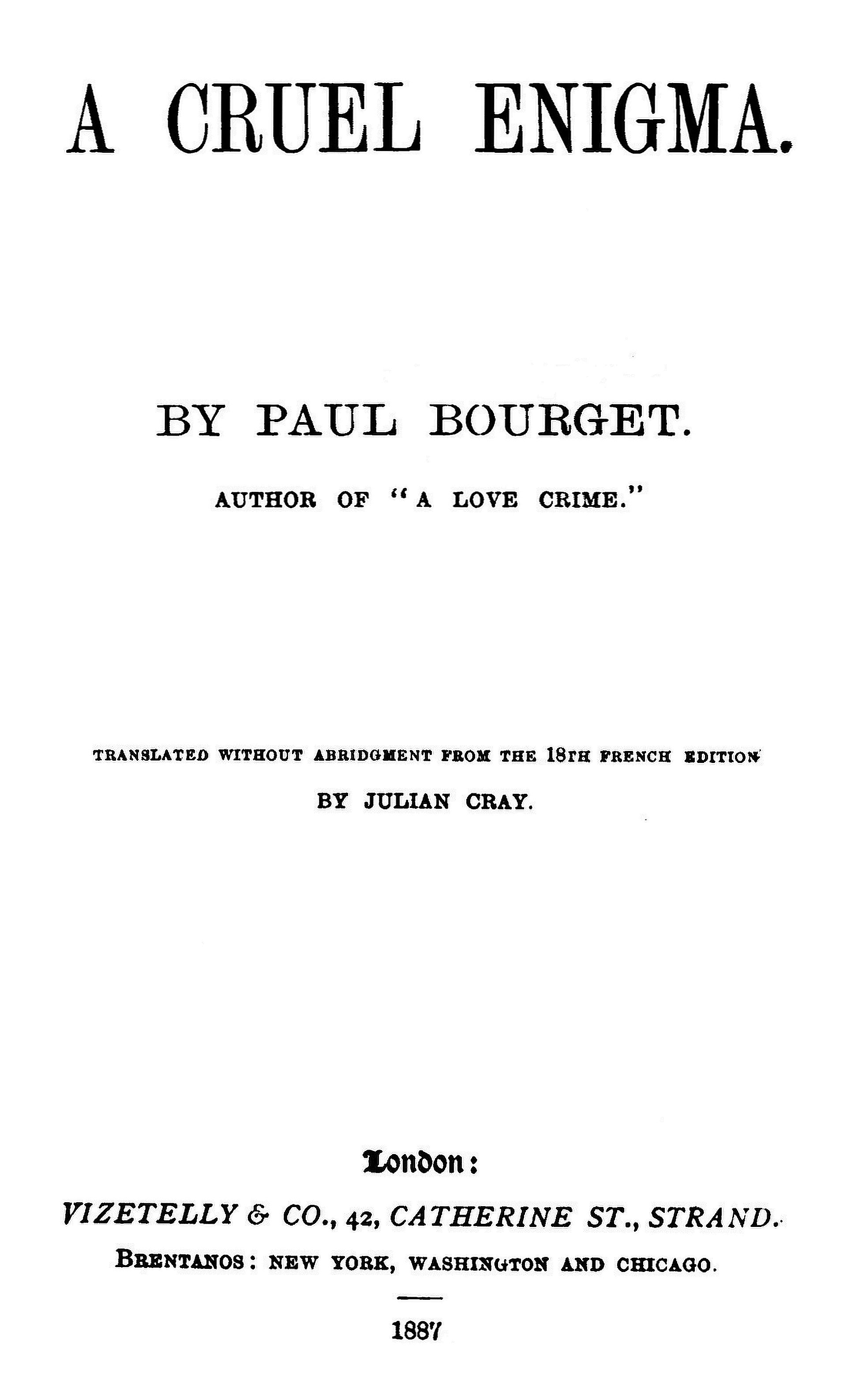 The Project Gutenberg eBook of A Cruel Enigma, by Paul Bourget. picture picture