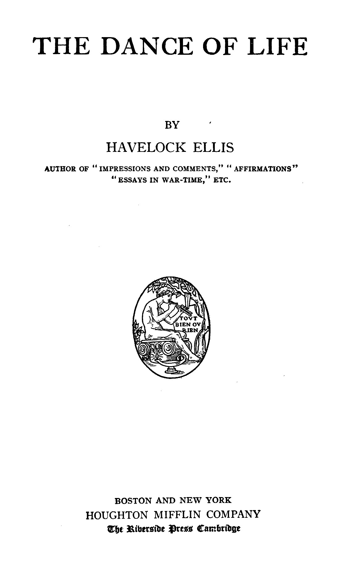 The Project Gutenberg eBook of The Dance of Life, by Havelock Ellis picture