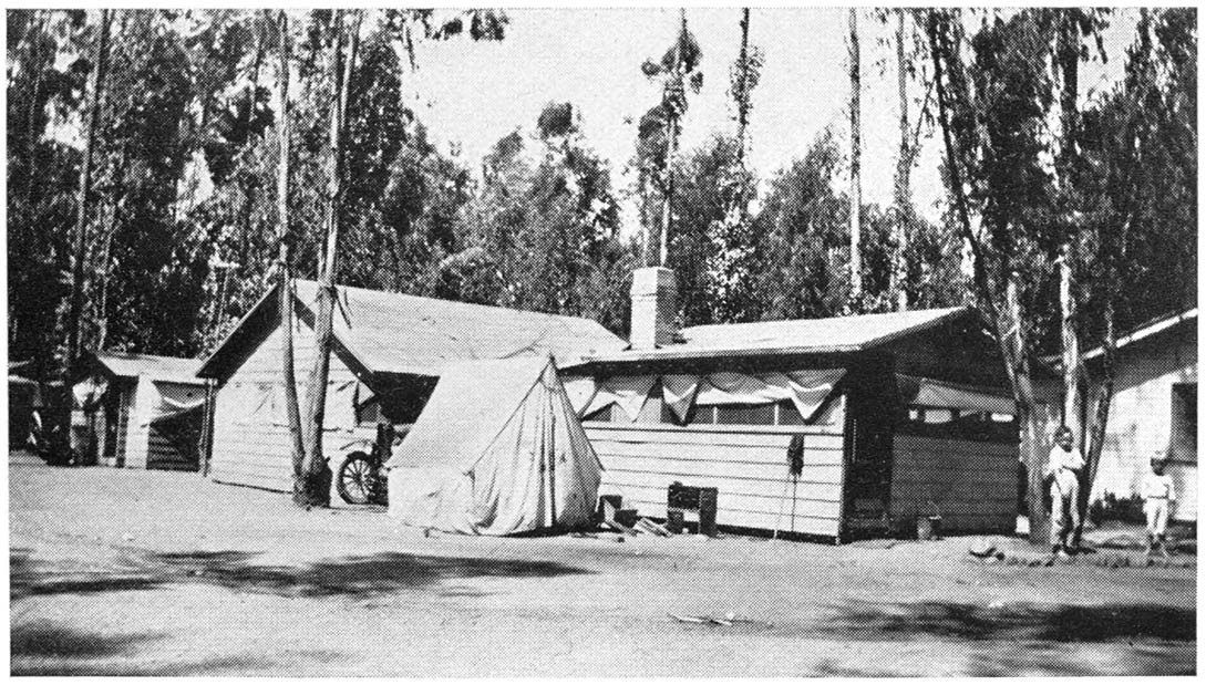 Two scenes from the camp site at Alhambra, California