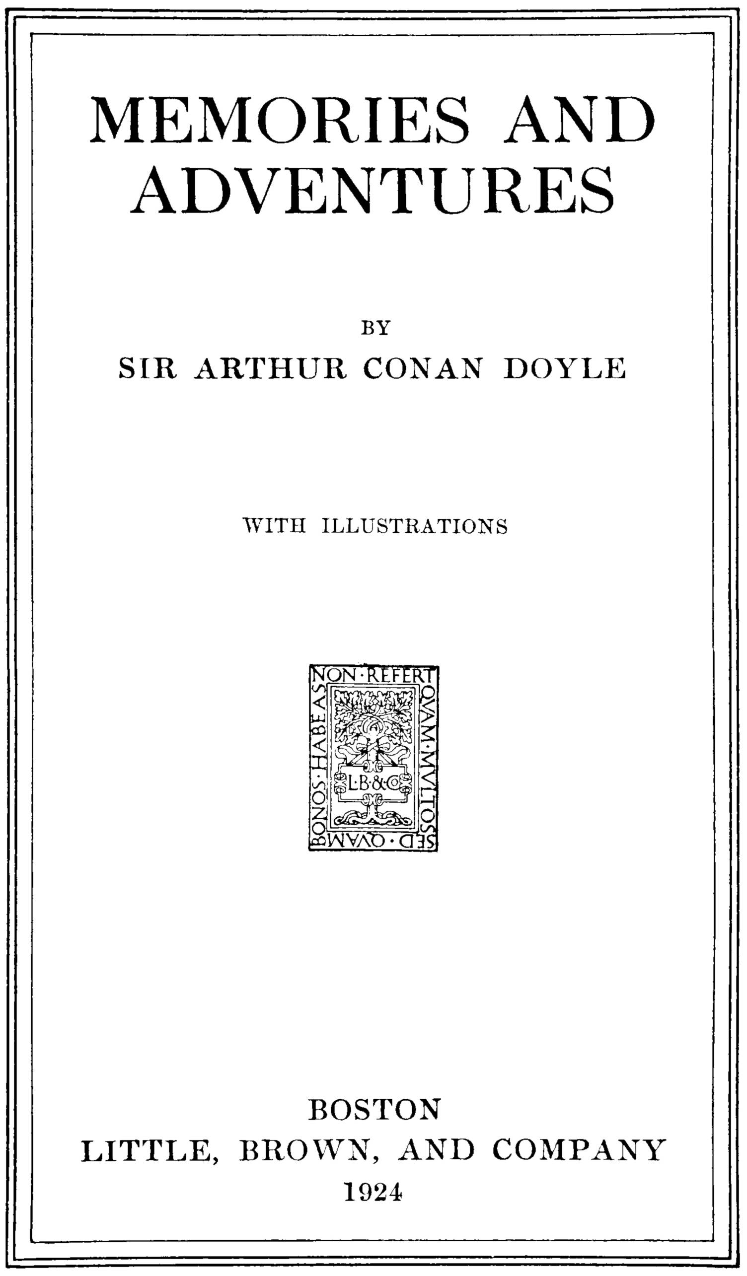 Memories and Adventures, by Sir Arthur Conan Doyle—A Project Gutenberg eBook